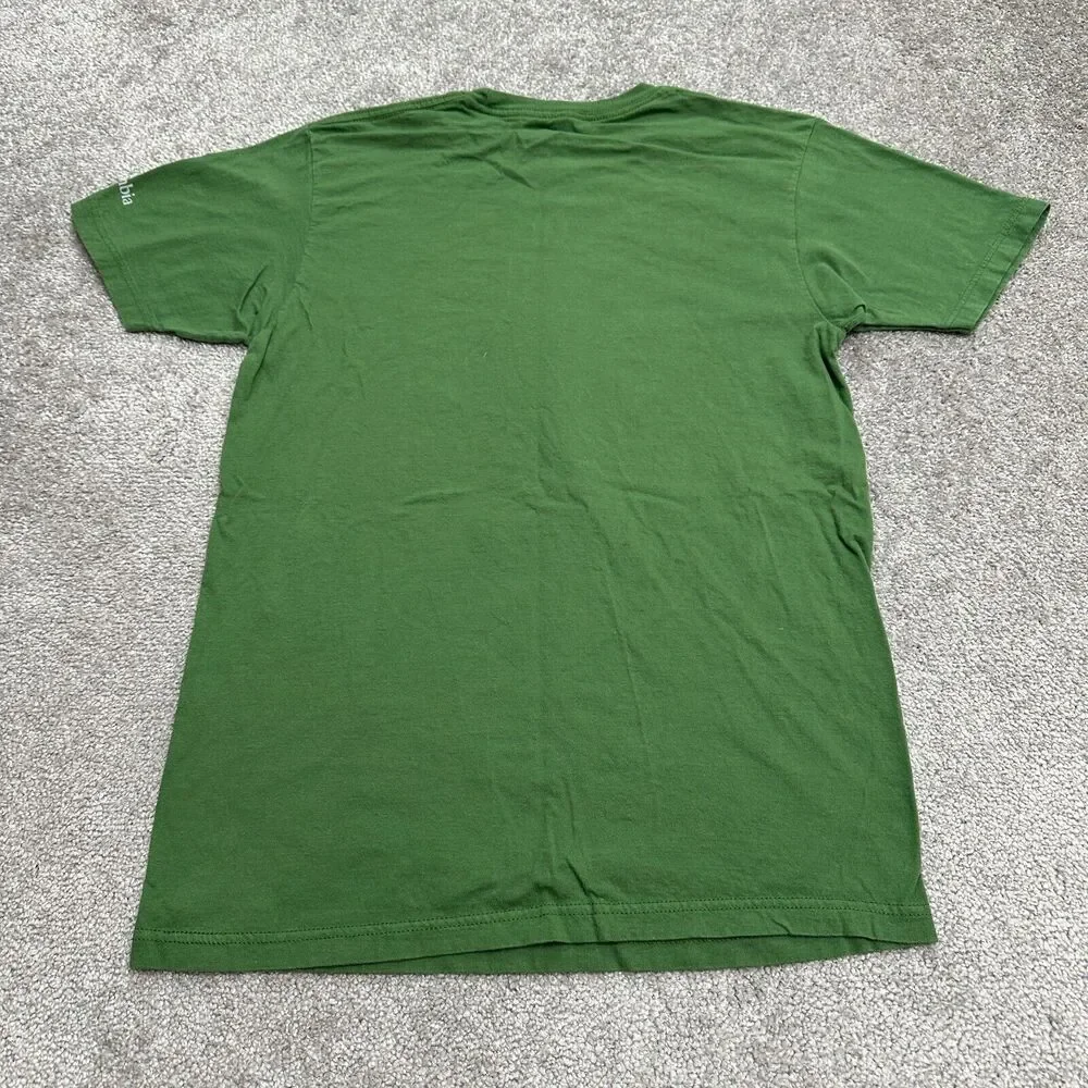 Columbia Graphic T-Shirt Mens Medium Green Crew Neck Short Sleeve Cotton Tee Top